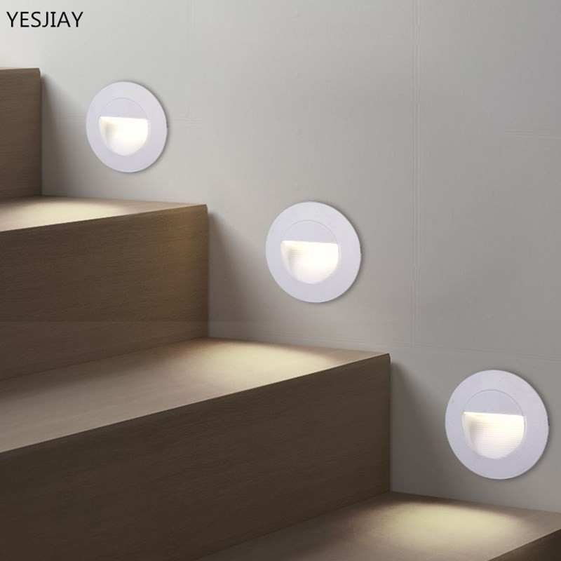 3W lauko LED laiptų apšvietimas apvalus sieninis šviestuvas vandeniui atsparus IP65 naktiniai žibintai išorinio kiemo apšvietimas laiptelių kopėčioms balkonui
