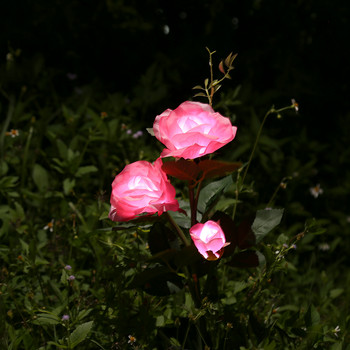 LED Solar Rose Flower Light Εξωτερικό Αδιάβροχο Οριζόντιο Φωτιστικό γκαζόν Σπιτιού Κήπος Διακοσμητικό Νυχτερινό Φωτιστικό Αίθριο Ηλιακό φως Αυλής