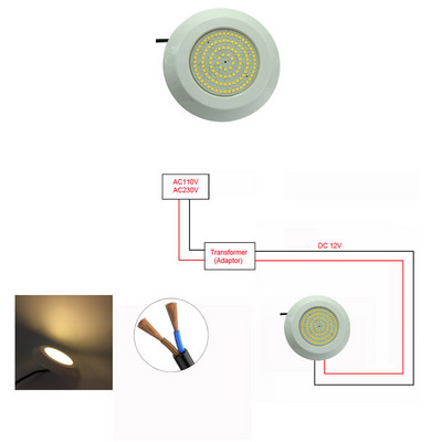 Proiector de piscină cu LED-uri color 12V 12W RGB Sincronizare Umplut cu rășină Iluminare spot subacvatică Plastic Alb cald Alb pur
