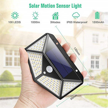 Αδιάβροχο Outdoor 100 LED Solar Sensor Motion Light Outdoor Wireless for Solar Powered Sunlight Φωτιστικά δρόμου Φωτάκια κήπου