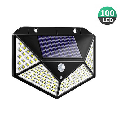 Ūdensnecaurlaidīgs āra 100 LED saules sensora kustības gaisma āra bezvadu bezvadu saules gaismai ar saules enerģiju ielu apgaismojuma dārza sienas apgaismojums
