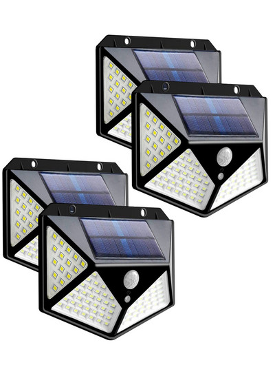 Ūdensnecaurlaidīgs āra 100 LED saules sensora kustības gaisma āra bezvadu bezvadu saules gaismai ar saules enerģiju ielu apgaismojuma dārza sienas apgaismojums