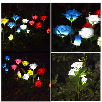 5/3 Head LED Solar Rose Flower Light Αδιάβροχο φωτιστικό κήπου τοπίου κήπου Φωτιστικό γκαζόν εξωτερικού χώρου Χριστουγεννιάτικο ντεκόρ Φωτάκια νύχτας με λουλούδια