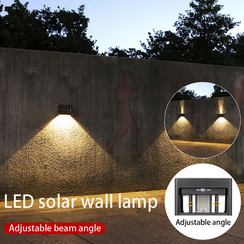 LED соларна стенна лампа Литиева батерия с регулируем ъгъл на лъча 3.7V 1200mA IP65 Водоустойчиви външни лампи с 3 години гаранция