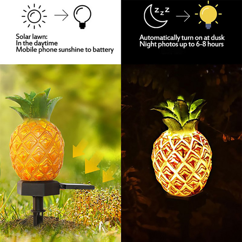 Saules gaismas diodes āra ananāsu kaktusa zāliena lampas dārza gaismas ūdensnecaurlaidīgas lauku mājas dārzeņu plāksterim brīvdienu pagalma dekorēšanai