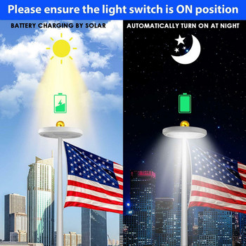 128-LED Solar Power Super Bright Flag Pole Light Νυχτερινή λάμπα υπαίθριας σκηνής κάμπινγκ το φως θα ανάβει αυτόματα τη νύχτα