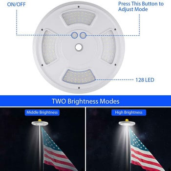 128-LED Solar Power Super Bright Flag Pole Light Νυχτερινή λάμπα υπαίθριας σκηνής κάμπινγκ το φως θα ανάβει αυτόματα τη νύχτα