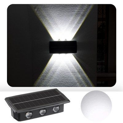 Solārais sienas gaismeklis IP65 ūdensizturīgs ar augstu spilgtumu augšup un lejup Saules āra gaisma Led gaisma mājas dārza āra sienas gaisma