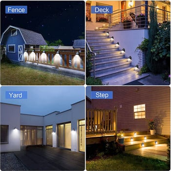 10 LED Solar Steps Light Ηλιακό φωτιστικό εξωτερικού χώρου Έξυπνος αισθητήρας Φωτιστικό τοίχου Αδιάβροχο ηλιακό φως του ήλιου για διακόσμηση κήπου πισίνας