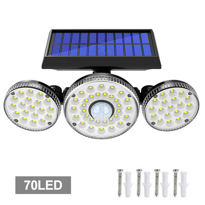 15W 78/70 LED /70 COB PIR kustības sensors saules paneļa dārza lampa 270 platleņķa IP65 prožektori āra drošības plūdu sienas gaisma