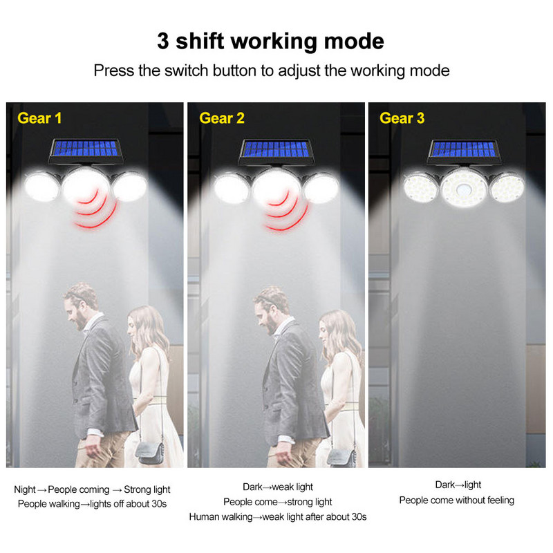 15W 78/70 LED /70 COB PIR kustības sensors saules paneļa dārza lampa 270 platleņķa IP65 prožektori āra drošības plūdu sienas gaisma