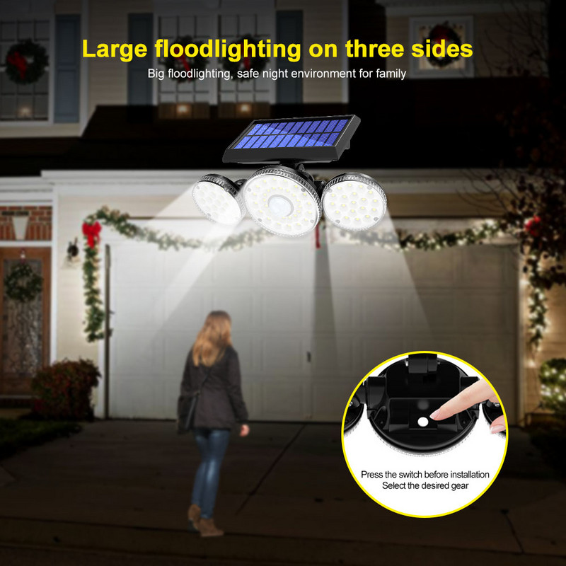 15W 78/70 LED /70 COB PIR kustības sensors saules paneļa dārza lampa 270 platleņķa IP65 prožektori āra drošības plūdu sienas gaisma