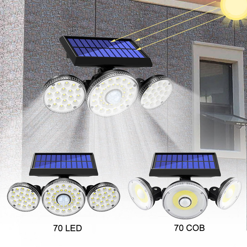15W 78/70 LED /70 COB PIR kustības sensors saules paneļa dārza lampa 270 platleņķa IP65 prožektori āra drošības plūdu sienas gaisma