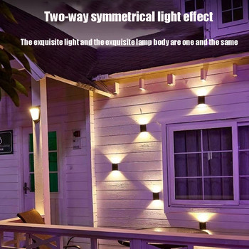 Слънчева LED светлина Градински стенни лампи Външно осветление Нанесете стенни улични лампи Сензор за движение Ограда Прожектор Водоустойчив Пейзаж