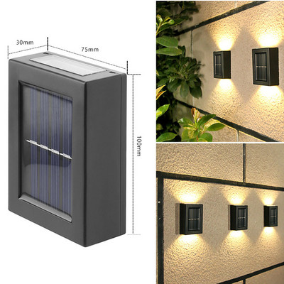 Solarno LED svjetlo Vrtna zidna svjetla Vanjska rasvjeta Nanesite zidne ulične svjetiljke Senzor pokreta Ograda Reflektor Vodootporan krajolik