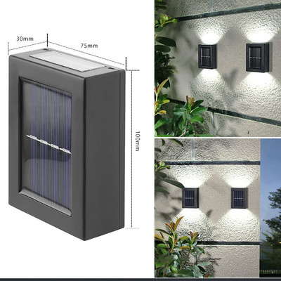 Solarno LED svjetlo Vrtna zidna svjetla Vanjska rasvjeta Nanesite zidne ulične svjetiljke Senzor pokreta Ograda Reflektor Vodootporan krajolik