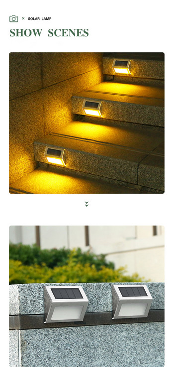 LED Ασύρματο ηλιακό φωτιστικό εξωτερικού χώρου Ηλιακά φωτιστικά κήπου Αδιάβροχο εξωτερικό διάδρομο δρόμου Σκάλα Φράχτη κήπου Μπαλκόνι Φωτιστικό τοίχου