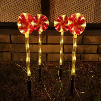 4 τεμ. Χριστουγεννιάτικο ζαχαροκάλαμο φώτα LED Lollipop Pathway Διακοσμήσεις εξωτερικού χώρου με πασσάλους για γιορτινό πάρτι Lawn Yard Garden