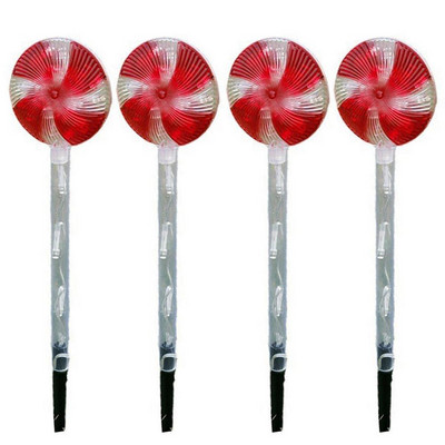 4 DB karácsonyi cukorkás bot LED-es lámpák nyalóka ösvény lámpa kültéri dekoráció karókkal ünnepi partihoz, füves udvarhoz