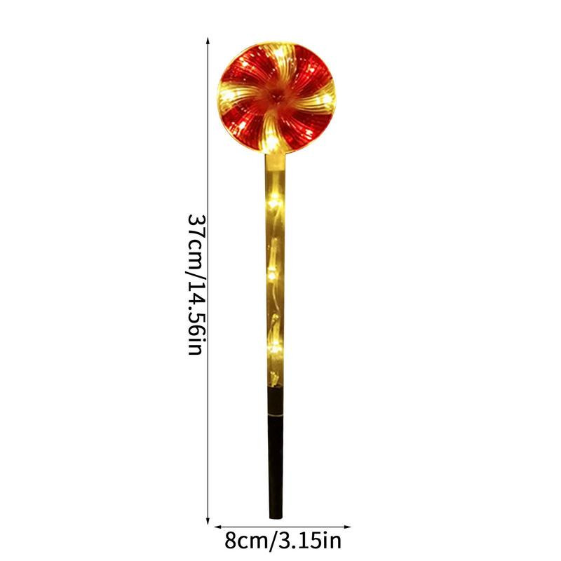 4 DB karácsonyi cukorkás bot LED-es lámpák nyalóka ösvény lámpa kültéri dekoráció karókkal ünnepi partihoz, füves udvarhoz
