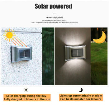 2τμχ 6 Led Solar Light Αδιάβροχο αυτόματο Φωτιστικό Κήπου Φωτιστικό τοίχου Ζεστό Λευκό για Χριστουγεννιάτικη Διακόσμηση φράχτη σπιτιού