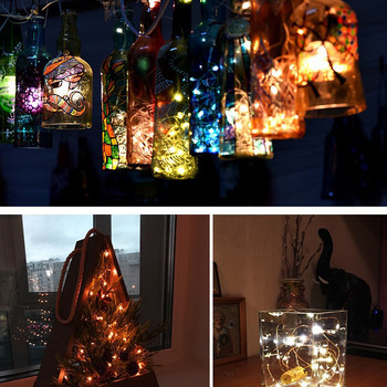 10 τεμ. Φωτάκια για μπουκάλι κρασιού κορδόνι αδιάβροχο Φωτιστικό Νεράιδα Γιρλάντα LR44 Χριστουγεννιάτικα Φωτάκια Μπαρ με σύρμα LED με μπαταρία
