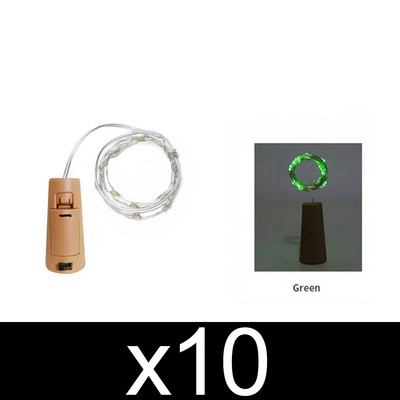 10 gab vīna pudeļu lampu virkne ūdensizturīga pasaku vītnes gaisma LR44 ar baterijām darbināma LED vara stieple Ziemassvētku gaismas bāra dekors