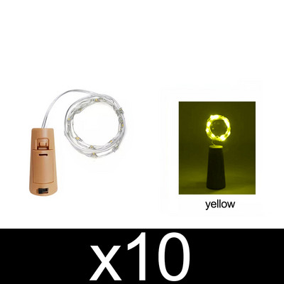 10 gab vīna pudeļu lampu virkne ūdensizturīga pasaku vītnes gaisma LR44 ar baterijām darbināma LED vara stieple Ziemassvētku gaismas bāra dekors