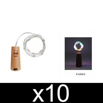 10 gab vīna pudeļu lampu virkne ūdensizturīga pasaku vītnes gaisma LR44 ar baterijām darbināma LED vara stieple Ziemassvētku gaismas bāra dekors