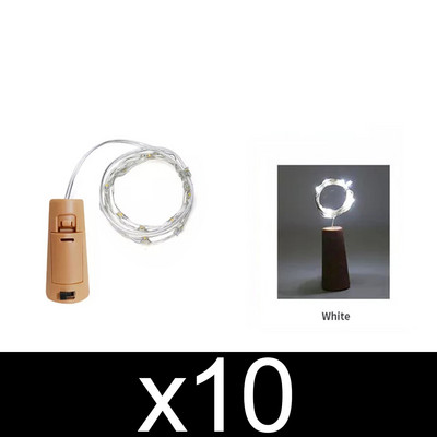 10 gab vīna pudeļu lampu virkne ūdensizturīga pasaku vītnes gaisma LR44 ar baterijām darbināma LED vara stieple Ziemassvētku gaismas bāra dekors