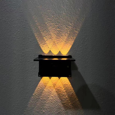 Lumini solare cu 6 LED-uri în sus și în jos Lumină solară în aer liber pentru trepte Iluminare impermeabilă pentru punte Iluminează lumina exterioară pentru veranda de grădină