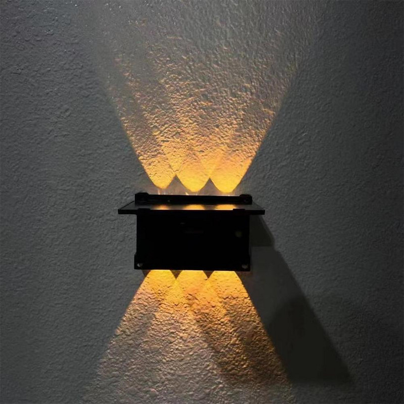 Lumini solare cu 6 LED-uri în sus și în jos Lumină solară în aer liber pentru trepte Iluminare impermeabilă pentru punte Iluminează lumina exterioară pentru veranda de grădină