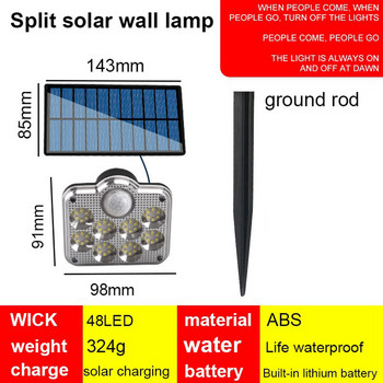 Φωτιστικό LED Ηλιακής τροφοδοσίας Φώτα εξωτερικού χώρου Επίτοιχα Φώτα Εδάφους Αδιάβροχο φωτιστικό αυλής