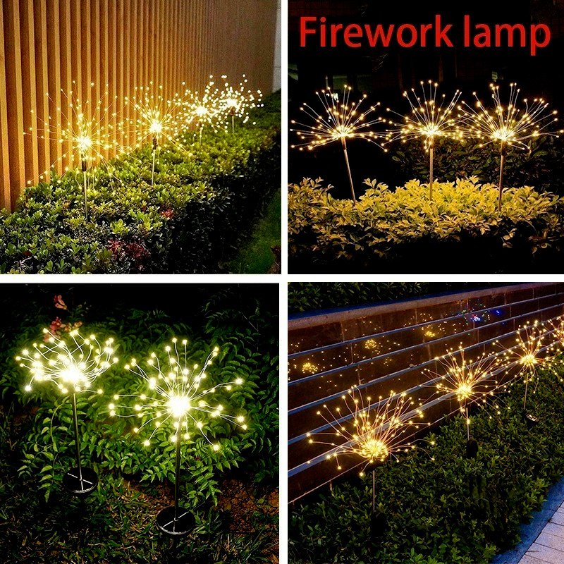 Ar saules enerģiju darbināma āra zāles globuss pienenes uguņošanas lampa 90/120/150 LED dārza zāliena ainavu lampai svētku gaismai