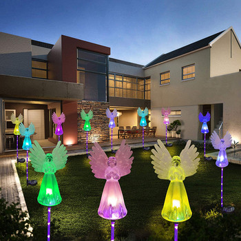 Spring Artificial Angel Solar Garden Beacon Λαμπτήρα LED αλλαγής χρώματος Εξωτερικά αδιάβροχα φώτα αγγέλου για γκαζόν αυλής κήπου