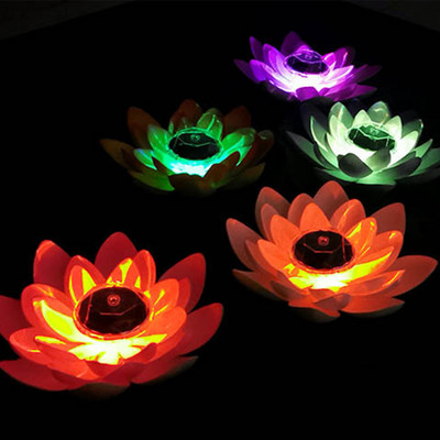 Lotus Lights Pool Lamp Saulės Dirbtinės Para Lauko Gėlės Plaukiojančios