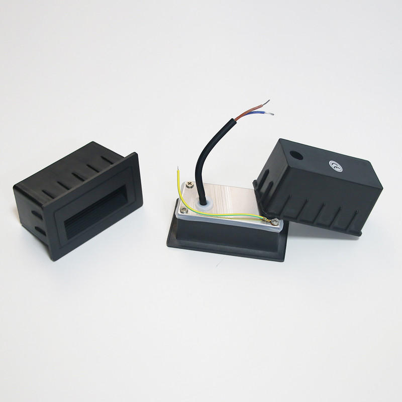 3 W LED padziļināts kāju apgaismojums āra ūdensizturīgs IP65 eju koridora sienas lampas kāpņu pakāpiena stūra gaisma āra dārza kāju lukturi