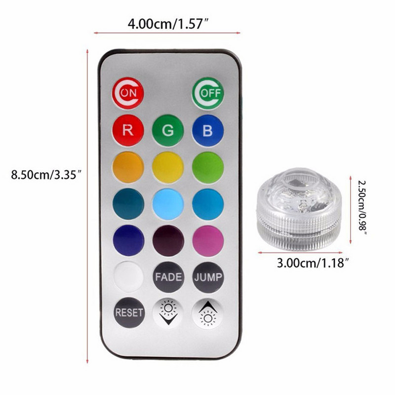Távirányító 3 LED RGB merülő LED lámpa elemmel működő víz alatti lámpák váza tál parti tó kerti dekorációhoz