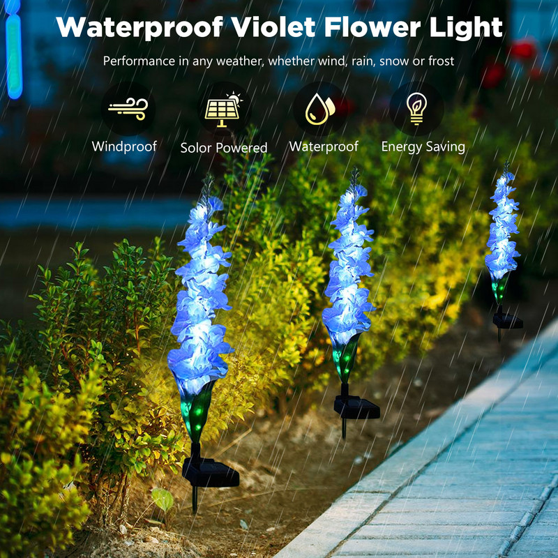 2gab saules LED hiacintes ziedu gaisma IP65 pagalma dekoratīvie hiacintes gaismas ornamenti 600mAh āra apgaismojums pagalma zāliena dekors