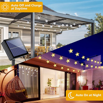 Solar Star String Lights 8 Modes Solar Powered Twinkle Fairy Lights Αδιάβροχο Star Light για Χριστουγεννιάτικο γκαζόν σε εξωτερικούς κήπους