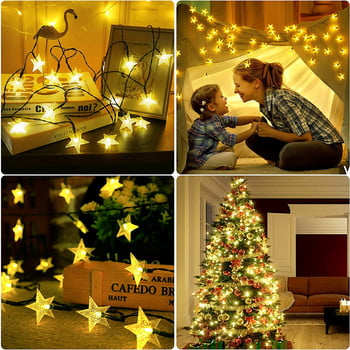 Solar Star String Lights 8 Modes Solar Powered Twinkle Fairy Lights Αδιάβροχο Star Light για Χριστουγεννιάτικο γκαζόν σε εξωτερικούς κήπους