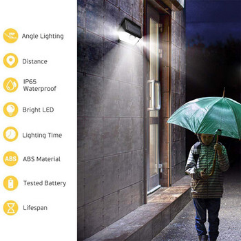 Външна соларна LED светлина Сензор за движение Водоустойчива слънчева светлина Градинска декорация Улични светлини Водоустойчива стенна лампа със слънчево захранване