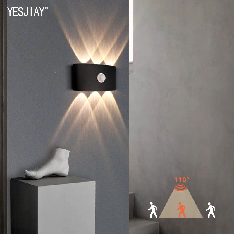 Välis veekindel IP65 seinavalgusti verandavalgusti AC85-265V aialampi kaunistus liikumisandur öö üles alla seinavalgusti 6W 8W