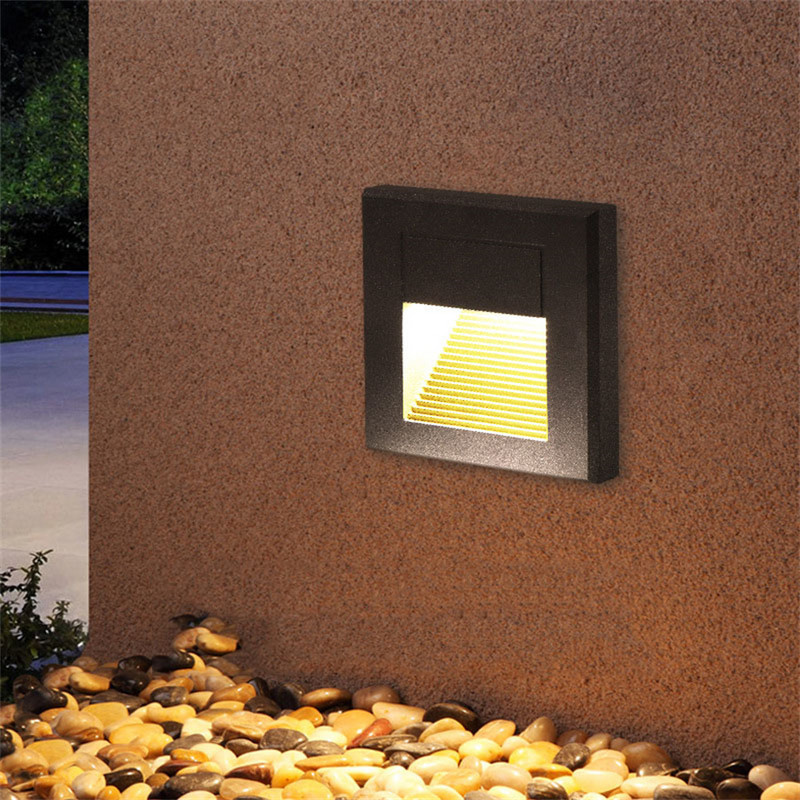 Āra LED kāpņu gaisma ūdensnecaurlaidīga IP65 iegulta LED pakāpiena gaisma villa koridora sienas stūra lampa alumīnija sienas sienas nakts gaisma
