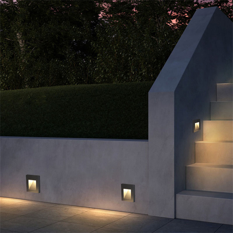 Āra LED kāpņu gaisma ūdensnecaurlaidīga IP65 iegulta LED pakāpiena gaisma villa koridora sienas stūra lampa alumīnija sienas sienas nakts gaisma