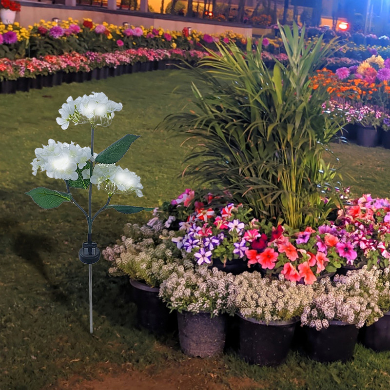 LED päikeselamp 3 otsaga hortensia roosi maastikulamp sisehoovi muru õues veekindel kunstlillega LED aia muruvalgusti