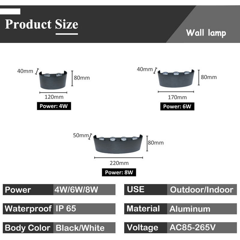 Vandeniui atsparus LED sieninis šviestuvas lauko sodas vidinis kiemas miegamasis svetainė dekoratyvinis apšvietimas aliuminio sieninė lempa LP-083