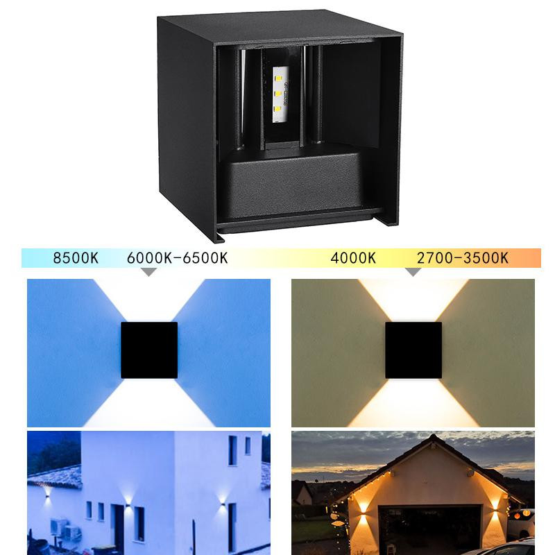 6 LED solarna zidna svjetiljka Vanjska vodootporna svjetleća rasvjeta gore i dolje Dekoracija vrta Solarna svjetla Stepenice Lampa za ogradu 100-240 V