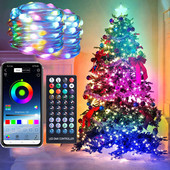 10/20 M USB LED stīgu gaismas RGB ar viedo Bluetooth lietotni vadības dekori Estētiski Ziemassvētku eglīšu rotājumi LED sloksnes Garland