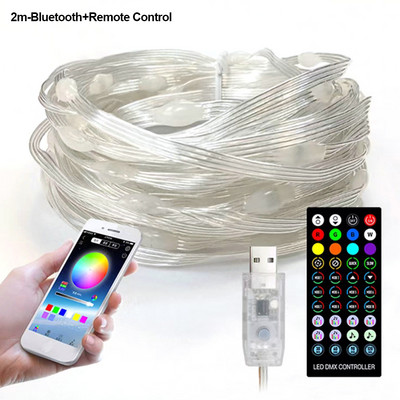 10/20 M USB LED stīgu gaismas RGB ar viedo Bluetooth lietotni vadības dekori Estētiski Ziemassvētku eglīšu rotājumi LED sloksnes Garland